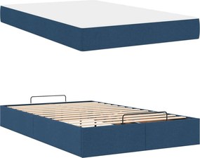 vidaXL Σκελετός κρεβατιού με στρώμα 2 pcs Μπλε ύφασμα