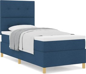 vidaXL Κρεβάτι με ελατήρια με στρώμα Μπλε 80 x 200 cm ύφασμα