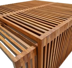 Τραπέζι Tinnie pakoworld σετ 2τεμ teak ξύλο σε φυσική απόχρωση