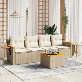vidaXL Patio Sofa Set 5-θέσια Beige and Cream