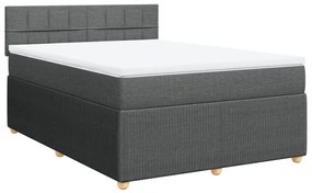 Κρεβάτι Boxspring με Στρώμα Σκούρο Γκρι 160x200 εκ Υφασμάτινο - Γκρι