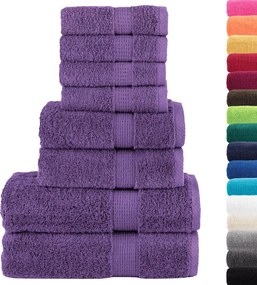 vidaXL Πετσέτες Premium Σετ 8 Τεμ. SOLUND Μοβ 600 γρ/μ²