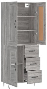vidaXL Ντουλάπι Γκρι Sonoma 69,5 x 34 x 180 εκ. Επεξεργασμένο Ξύλο
