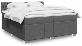 vidaXL Κρεβάτι Boxspring με Στρώμα Σκούρο Γκρι 200x200 εκ. Υφασμάτινο