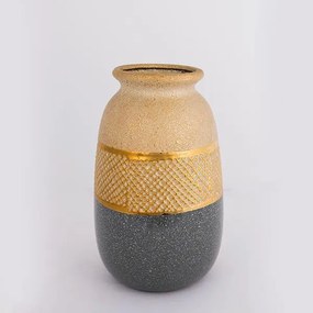 ΒΑΖΟ ΚΕΡΑΜΙΚΟ ΧΡΥΣΟ - ΓΚΡΙ 15.5x15.5x25.5cm|752-20283