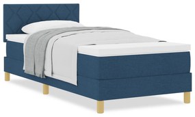 vidaXL Κρεβάτι με Βαθμίδα και Στρώμα Μπλε 90x190 εκ. Ύφασμα