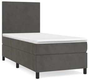 ΚΡΕΒΑΤΙ BOXSPRING ΜΕ ΣΤΡΩΜΑ ΣΚΟΥΡΟ ΓΚΡΙ 90X190 ΕΚ. ΒΕΛΟΥΔΙΝΟ 3142876