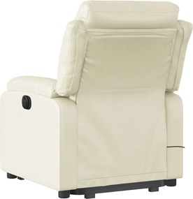 vidaXL Πολυθρόνα Μασάζ Ηλεκτρ. Ανακλινόμενη με Ανύψωση Κρεμ Συνθ.Δέρμα