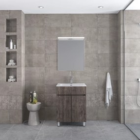Royal Bath Toledo 60 Grey-2 - Έπιπλο Μπάνιου Με Νιπτήρα &amp; Καθρέπτη