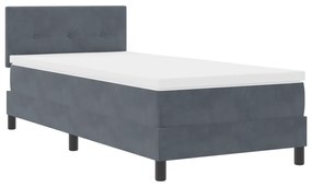 vidaXL Κρεβάτι Box Spring με Στρώμα  Γκρι 100x200 εκ. Βελούδο