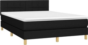 vidaXL Κρεβάτι Boxspring με Στρώμα Μαύρο 140x200 εκ. Υφασμάτινο