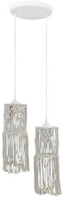 Φωτιστικό Οροφής Δίφωτο Heronia Macrame 01 Handmade 31-1061 Rope/White