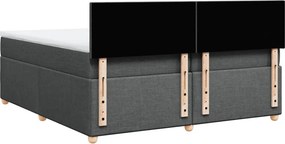 vidaXL Κρεβάτι Boxspring με Στρώμα Σκούρο Γκρι 200x200 εκ. Υφασμάτινο
