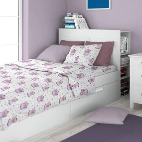 Σετ Σεντόνια 3τμχ Φανελένια Μονά 160x240εκ. Fairy 86 White-Lilac DimCol