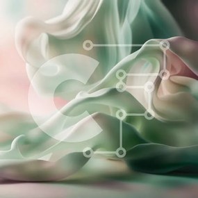 Intra Συλλεκτικό Ξύλινο Παζλ Plywood 4mm - Ήρεμη εικόνα του ρέοντος πράσινου και ροζ υφάσματος Σε Ξύλινο Κουτί - Διαστάσεις Puzzle: 10x10 cm – 25 κομμάτια