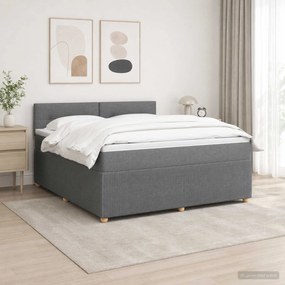 vidaXL Κρεβάτι box spring με στρώμα Σκούρο Γκρι 140 x 200 cm Ύφασμα