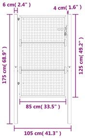 ΠΥΛΗ ΚΗΠΟΥ ΑΝΘΡΑΚΙ 105 X 175 ΕΚ. ΑΤΣΑΛΙΝΗ 154561