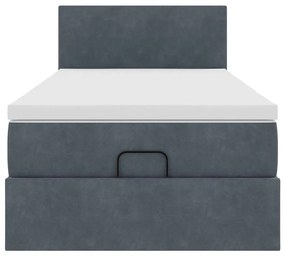 vidaXL Οθωμανικό κρεβάτι με στρώμα σκούρο γκρι 90x200cm Velvet