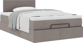 vidaXL Οθωμανικό κρεβάτι με στρώμα Taupe 120x200cm ύφασμα