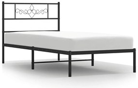 vidaXL Πλαίσιο Κρεβατιού με Κεφαλάρι Μαύρο 100 x 200 εκ. Μεταλλικό
