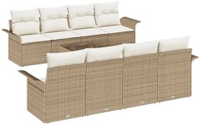 vidaXL Σετ Καναπέ Κήπου 9 pcs Μπεζ Πολυ ράταν