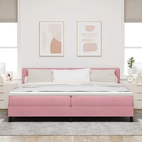 vidaXL Κρεβάτι με Ελατήρια και Στρώμα Ροζ 200 x 200 cm ύφασμα