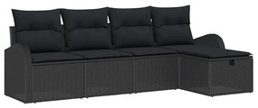 vidaXL Σετ Καναπέ Κήπου 5 pcs Μαύρο 234 x 117 x 85 εκ Πολυ ράταν
