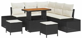 vidaXL Σετ Καναπέ Κήπου με μαξιλάρι 8 pcs Μαύρο Πολυ ράταν