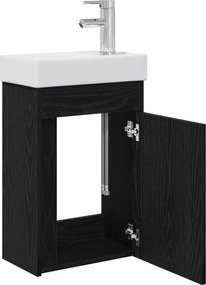 vidaXL Μονάδα μπάνιου με βρύση Μαύρη Δρυς 40,5 x 22,5 x 62 εκ.