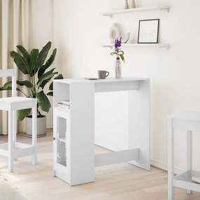 vidaXL Τραπέζι Μπαρ με Ράφια Λευκό 101x40x103,5 εκ. Επεξεργ. Ξύλο