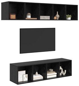 vidaXL Σετ επίπλου τηλεόρασης 4 pcs Μαύρη δρυς 37 x 37 x 142.5 εκ