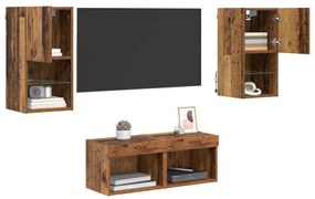vidaXL Βάσεις τηλεόρασης Επιτοίχιο 4 pcs Παλιό Ξύλο Επεξεργασμένο ξύλο