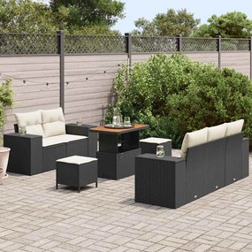 vidaXL Σετ Καναπέ Κήπου 8 pcs Μαύρο συνθετικό ρατάν