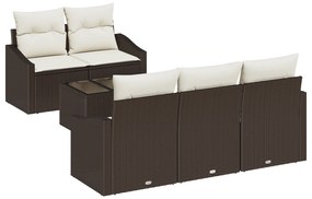 vidaXL Σετ Καναπέ 6 Τεμαχίων με Μαξιλάρια Καφέ Πολυ Ρατάν