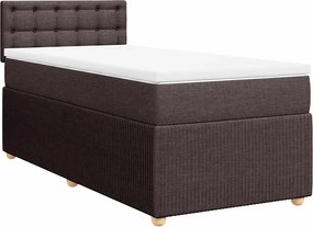 vidaXL Κρεβάτι Boxspring με Στρώμα Σκούρο Καφέ 100x200 εκ. Υφασμάτινο