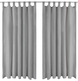 vidaXL Κουρτίνες με Θηλιές 2 τεμ. Γκρι 140 x 225 εκ. από Microsatin