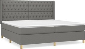 vidaXL Κρεβάτι Boxspring με Στρώμα Σκούρο Γκρι 200x200 εκ. Υφασμάτινο