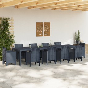 vidaXL Τραπέζι Κήπου Ανθρακί 350x100x73 εκ. Πολυ Ράτταν