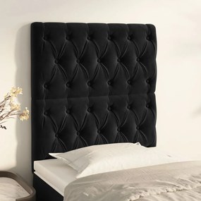 vidaXL Κεφαλάρι Μαύρο Βελούδινο 80x7x118/128 εκ.