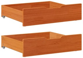 vidaXL Συρτάρια Κρεβατιού 2 τεμ 75x55x17 εκ. Καφέ Κεριού Μασίφ Πεύκο