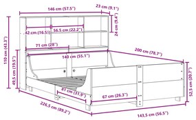 ΚΡΕΒΑΤΙ ΒΙΒΛΙΟΘΗΚΗ ΧΩΡΙΣ ΣΤΡΩΜΑ ΚΑΦΕ 140X200 ΕΚ ΜΑΣΙΦ ΠΕΥΚΟ 3323808