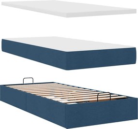 vidaXL Οθωμανικό κρεβάτι με στρώμα μπλε 90x200cm ύφασμα