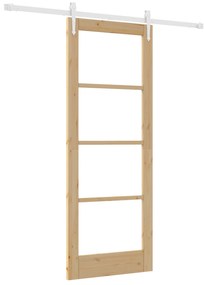 vidaXL Συρόμενη Πόρτα με Σετ Υλικών 78x202 εκ. Συμπαγές Ξύλο Πεύκου
