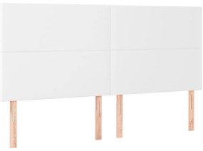 vidaXL Κρεβάτι Boxspring με Στρώμα Λευκό 160x200εκ.από Συνθετικό Δέρμα