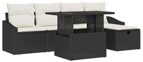 vidaXL Σετ Καναπέ Κήπου Ρυθμιζόμενο ύψος 6 pcs Μαύρο συνθετικό ρατάν