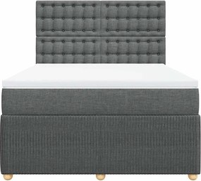 vidaXL Κρεβάτι Boxspring με Στρώμα Σκούρο Γκρι 160x200 εκ Υφασμάτινο