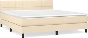 vidaXL Κρεβάτι Boxspring με Στρώμα Κρεμ 180x200 εκ. Υφασμάτινο