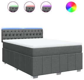 Κρεβάτι Boxspring με Στρώμα Σκούρο Γκρι 160x200 εκ Υφασμάτινο - Γκρι