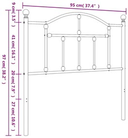 vidaXL Κεφαλάρι Μαύρο 90 εκ. Μεταλλικό