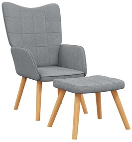 vidaXL Πολυθρόνα Relax Ανοιχτό Γκρι Υφασμάτινη με Σκαμπό